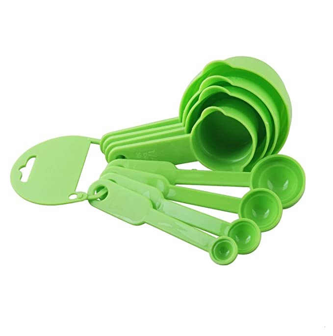 ZooY Smart Measuring Spoon and Cup Set, 8-Pieces (Plastic, Green , Pack of 1)