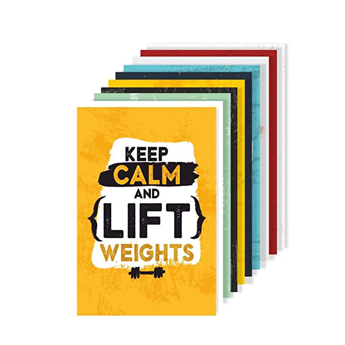 Amazon Brand - Solimo Wall Posters with Adhesive Tape, Set of 10 Gym Workout Posters