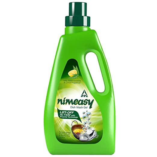 Nimeasy Dishwash Liquid Gel 1 L, Kitchen Utensil Cleaner, Lift Off Action with Enzyme Technology, Removes grease & oil, Washes away bacteria, with Neem extracts & Lemon Citrus fragrance