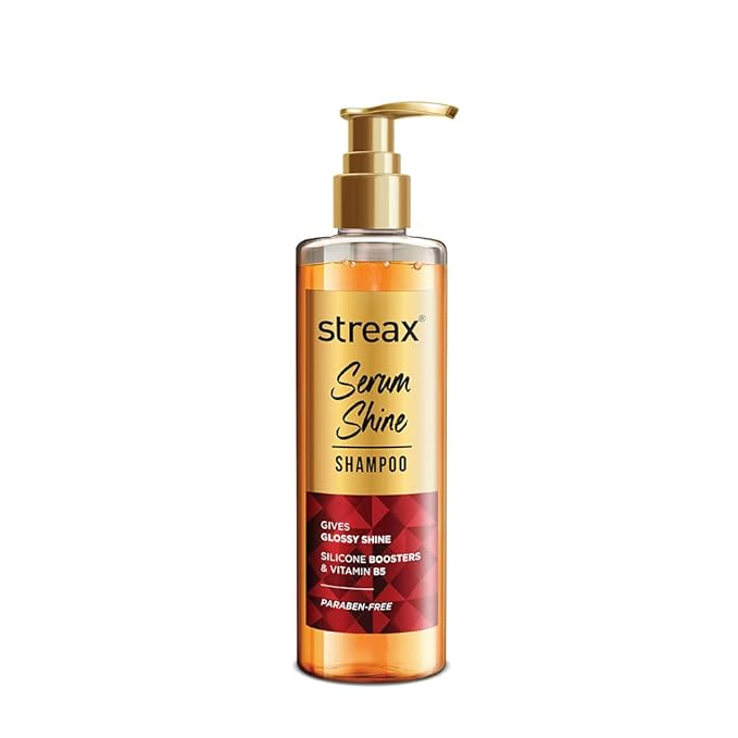 Streax Serum Shine Shampoo, 240ml |for Frizzy and Dry Hair |for Women & Men, Paraben-Free with Silicon Boosters & Vit B5 | For Smooth & Shiny Hair