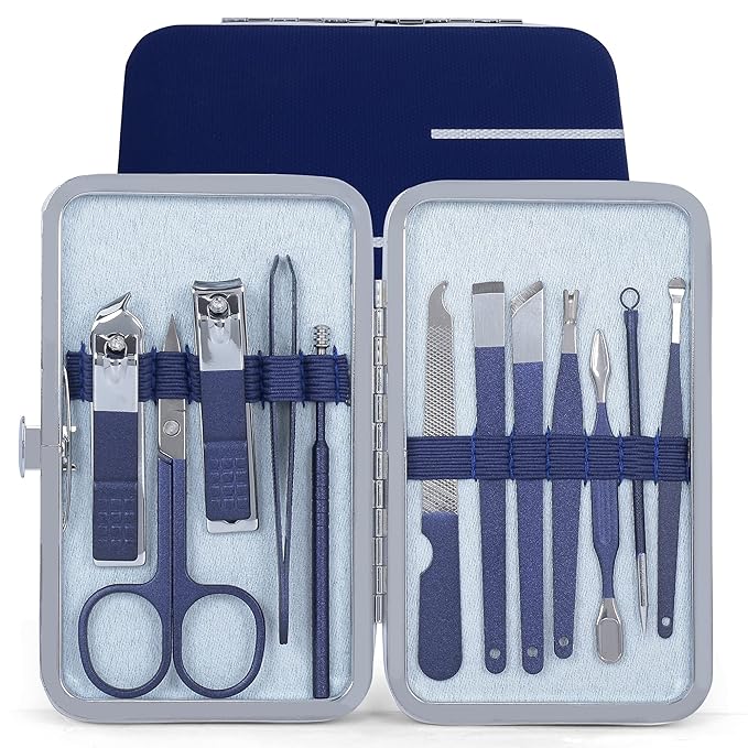 DOCOSS 12 IN 1 Stainless Steel Professional Manicure & Pedicure Kit For Women Includes A Nail Cutter and Cllippers, Acne Remover Needle