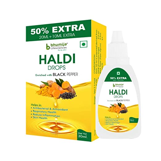 Bhumija Lifesciences Haldi Drop Natural Turmeric | Black Pepper Extract For Immunity Boosting (20ml + 10ml free) Pack of 1