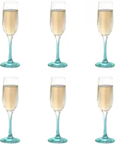 Cello Elegance Glass Champagne Tumblers, Set of 6, 210ml Each, Green
