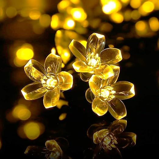 Lexton 16 Led Blossom Flower Fairy String Lights Plug Sourced |for Indoor & Outdoor Decorations(Warm White, Pack of 1) (Lex-Flower/16Led), Standard
