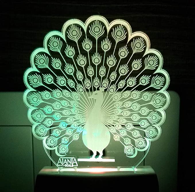 Peacock AC Adapter Night Lamp (Multicolour)Pack of 1