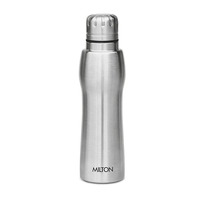 MILTON Elate 750 Stainless Steel Water Bottle 620 ml, Single Walled, ISI Certified I Leak Proof Lid, Rust Proof I For School, Office, Gym I Silver