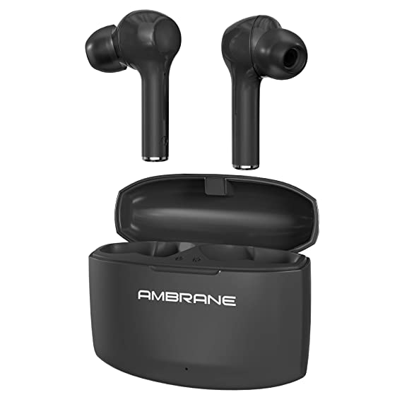 Ambrane NeoBuds 33 True Wireless Earbuds TWS with 15 Hours Total Playtime, High Bass Immersive Sound, Touch Controls, IPX4 Waterproof, Voice Assistance & inbuilt Mic (Black), Normal