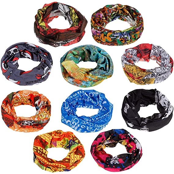 Navkar Crafts Unisex Multi functional Seamless Assorted Polyester Blend Printed Bandana Face Mask Neck Gaiter Head Wear Tube Mask Scarf (Multicolour)