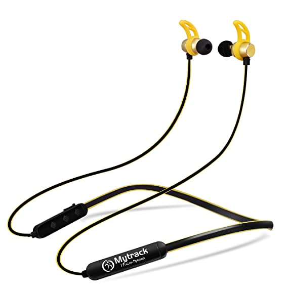 Mytrack MTZ Yellow Black Bluetoot Wireless Headset with Super Extra Bass, IPX5 Water & Sweat Resistance, JL Chipset and Up to 10H Playback (Active Yellow) Boatish MI Compatible