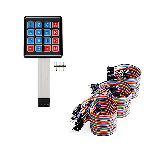 Robotbanao 4x4 (16 Keys) Universal Switch Matrix Membrane Keyboard + 200mm (20cm) 120 Pieces M-M, M-F, F-F Dupont Cable Jumper Wire (40 Pieces Each) - Combo
