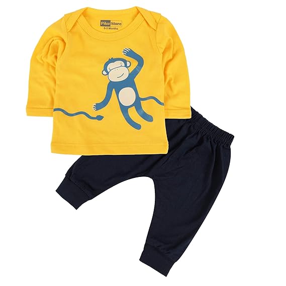 Piku Store Kids Full Sleeves Dark Grey T-Shirt & Light Grey Lower Set