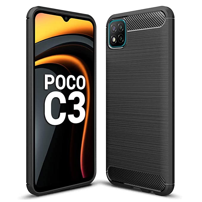 E-COSMOS Back Cover for Poco C3 (Carbon Fibre | Black)&