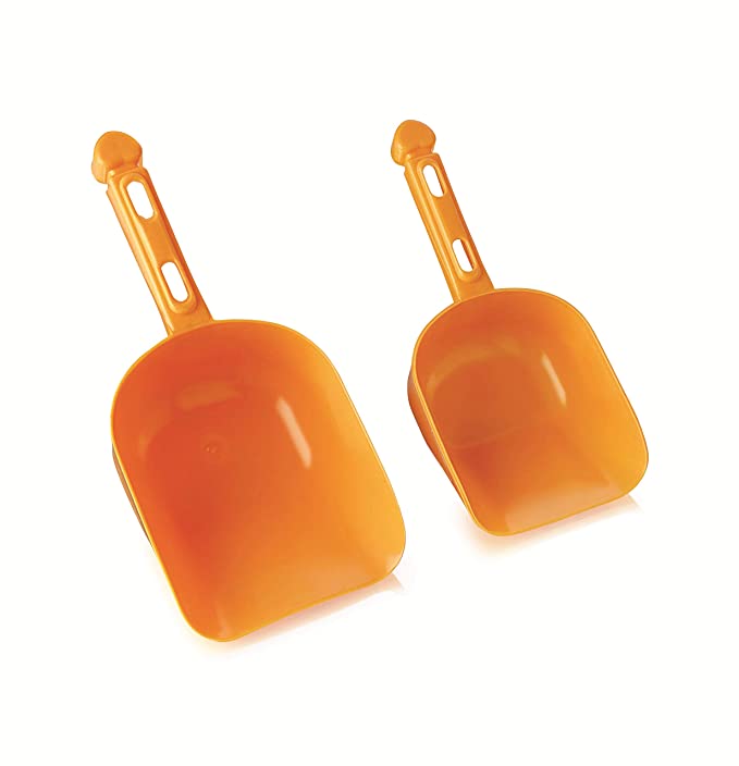 CHARITAM Enterprise Scoop of Plastic for Atta,Grains,Rice,ice Cube and Cereals Scoop - Set of 2, Multicolor (300ml & 350ml)