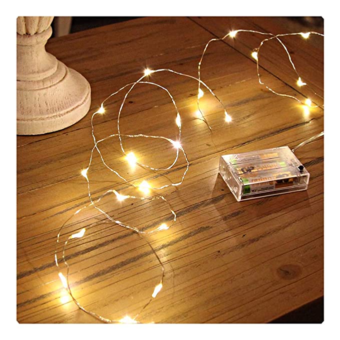 NIYAMAX 3AA Battery Powered Waterproof Copper Wire String Fairy Lights for Diwali, Christmas, Valintine, Decoration with 30 LEDs 3 Meter Warm White ( Pack of 1 )