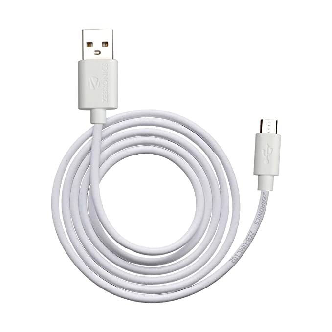 ZEBRONICS Zeb-UMC102 USB to Micro USB Cable, Charge and Sync, 1 Metre Length (White)