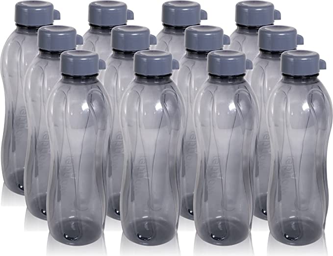 Wonder Plastic Prime Aqua Premium Fridge Bottle Set,12 Bottles,1000 ml, Grey Color