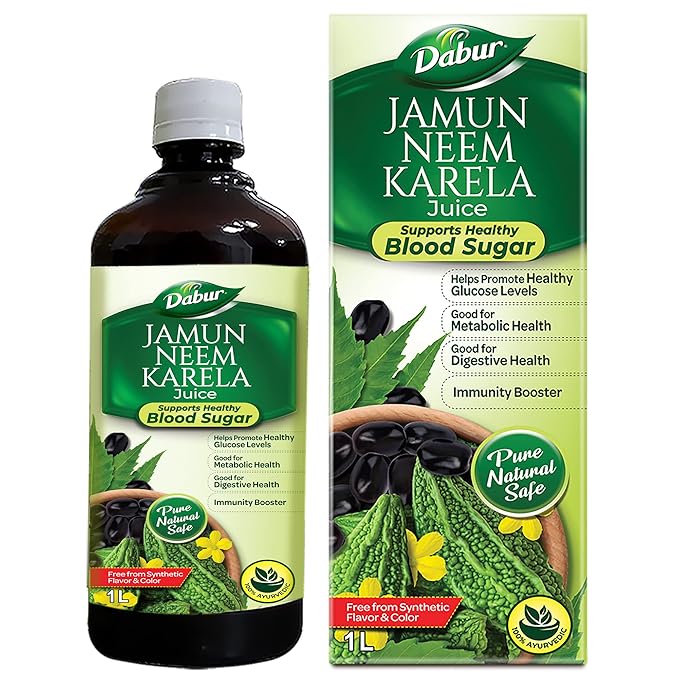 Dabur Jamun Neem Karela Juice - 1L | Helps Control Blood Sugar Level & Reduces Bad Cholesterol | Good for Metabolic & Digestive Health | Ayurvedic Health Juice For Diabetic Care
