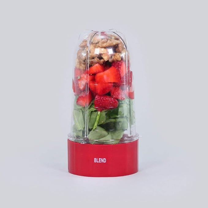 Wonderchef Nutri-Blend B Plastic Long Jar Set 500ml with Red Base Big Jar for Mixer Grinder Smoothies Juices Shakes Purees Home Kitchen Use Durable & Easy Clean