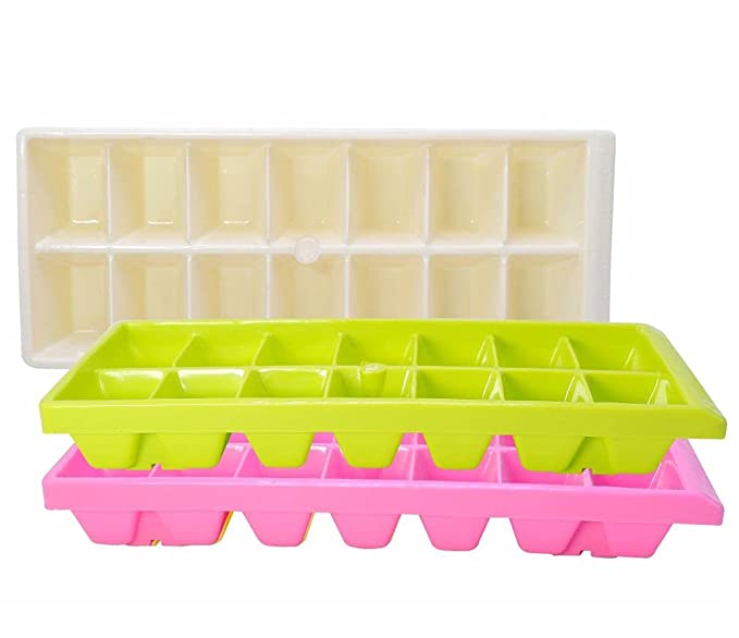 Wonder Plastic Prime Aanchal Ice Tray for Fridge, Unbreakable Ice Tray Set, 2 pc 14 Cubes , Blue Green Color, Made in India, KBS01135