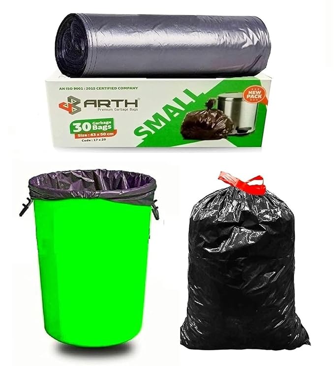 [Apply Coupon] - Sjeware Garbage Bag 17 * 19 Small 30 Bags (1 Roll), Dustbin Trash Bag, Biodegradable