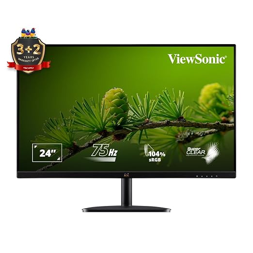 ViewSonic 24 Inch Full HD 75Hz Office and Home Use Monitor with Eye-Care Technology Low Energy Consumption HDMI, VGA, 3.5 mm Audio Jack, 5 Year Warranty Upon Registration - VA2406-h