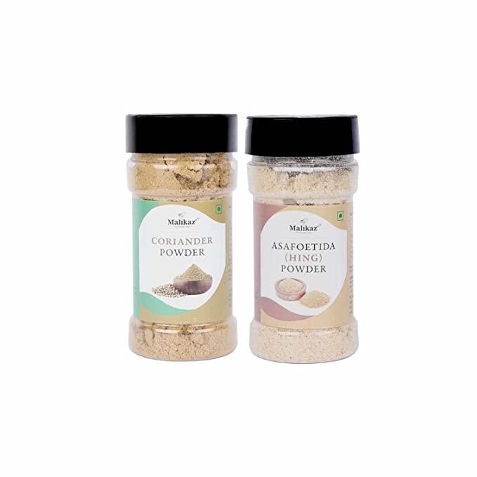 Malikaz' The Royale Taste Coriander Asafoetida Spice Mix Combo (Coriander Powder, 90g | Asafoetida [Hing] Powder, 90g) Jar, 180 g
