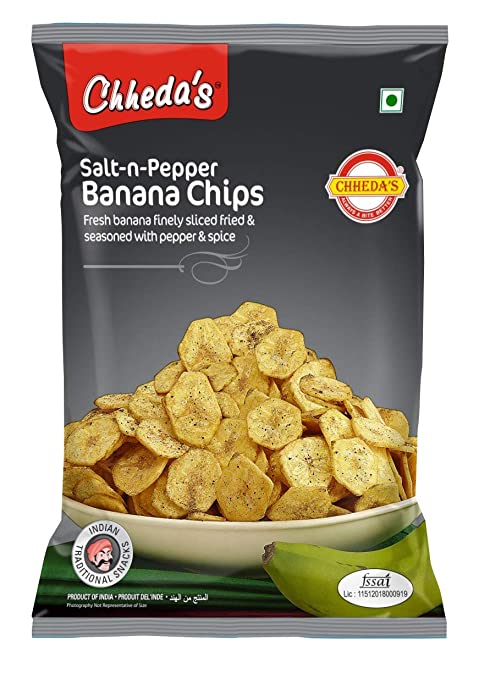 Chheda's Salt N Pepper Banana Chips - Crispy Banana Chips (350g Pack of 1)