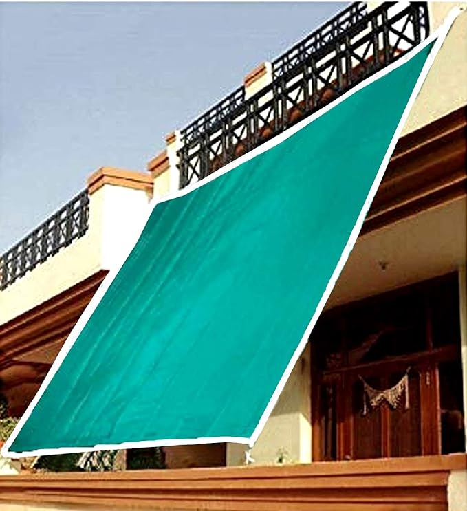 [Apply Coupon] - Kuber Industries Dark Green Sun Shade Sail Square Canopy | Agro Net/Shade for Balcony & Garden | Permeable UV Block Fabric Durable Outdoor-10 x 5 ft. (Green)