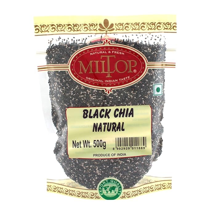 Miltop Chia Seeds 500g - Non-GMO Seeds | Rich in Omega -3 & Fibre | Healthy Snacks for Weight loss management
