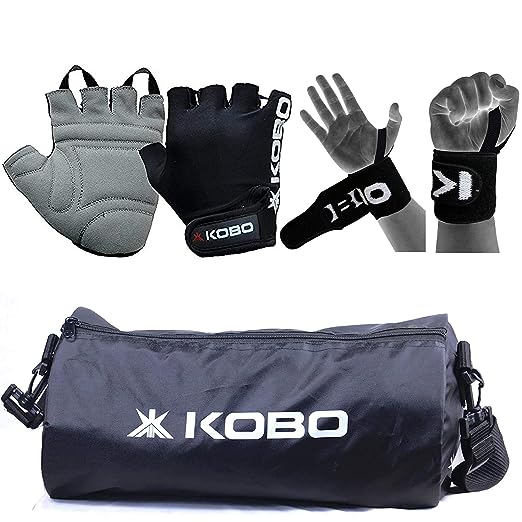 [Size: XL] - Kobo Gym Kit, Combo of Gloves, Bag & Wrist Support