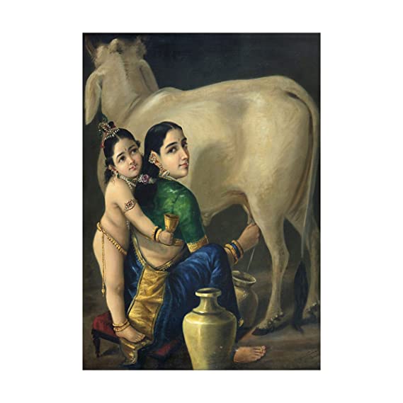 PAPER PLANE DESIGN Lord krishna Painting Poster 12 x 18 inch, Multi