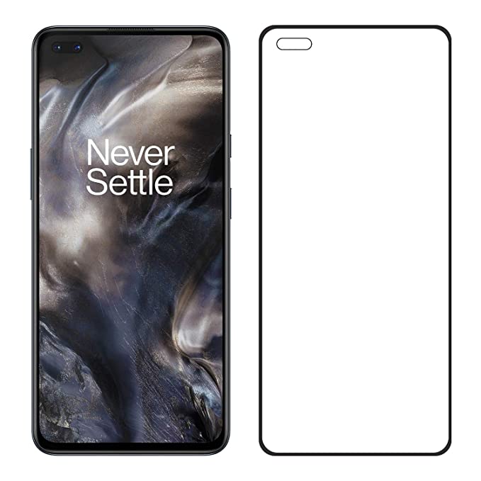 WOZTI Oneplus Nord Tempered Glass Full Coverage Edge to Edge Tempered Glass For Oneplus Nord With Camera Cut (Black)