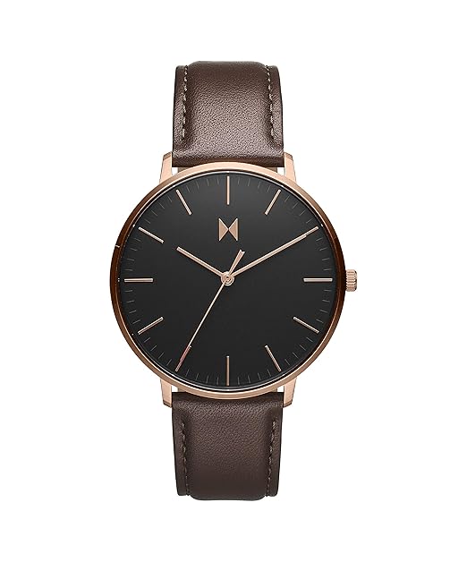 MVMT Legacy Qtz Analog Basic Slim Black Round Dial Men's Watch, Dark Brown Leather Material, Brown Band - 28000085-D