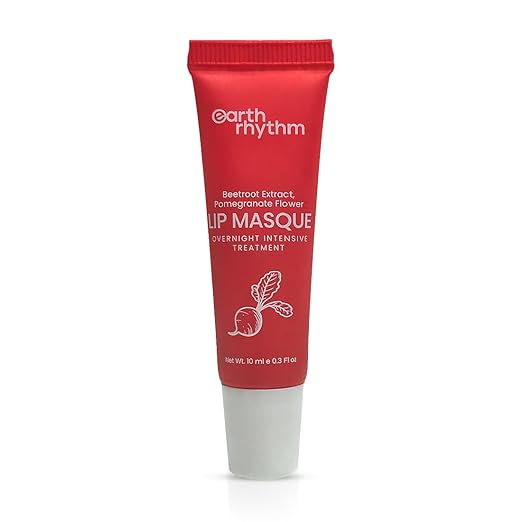 Earth Rhythm Lip Mask with Goodness of Pomegranate & Jojoba Oil, Nourishes, Smoothens, Plumps & Hydrates Dry Chapped Lips, Women & Girls, Paraben & Chemical Free, 10ml