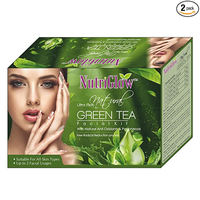 NutriGlow Ultra Rich Natural Green Tea Facial Kit 55 gm/Free Radical Reduction Process/All Types Skin