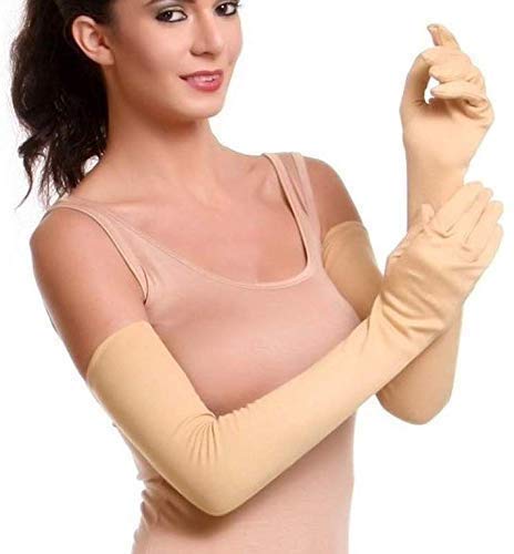 Qraftink® Women Men Cotton Full Hand Gloves for Biking and Driving Dust, Pollution and Sunburn Sunlight Protection Gloves (Free Size)