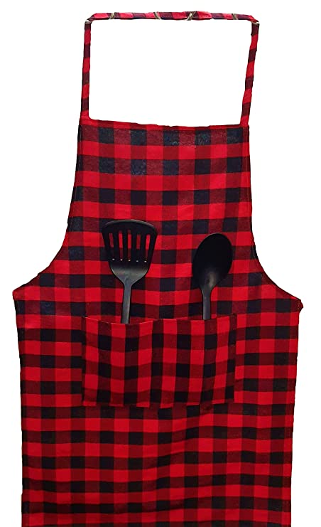 Sweekar Waterproof Unisex Kitchen Apron with Front Centre Pocket (red)