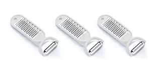 Signoraware 2 in 1 Grater cum Peeler Steel for cheese and Vegetables, Set of 3, White