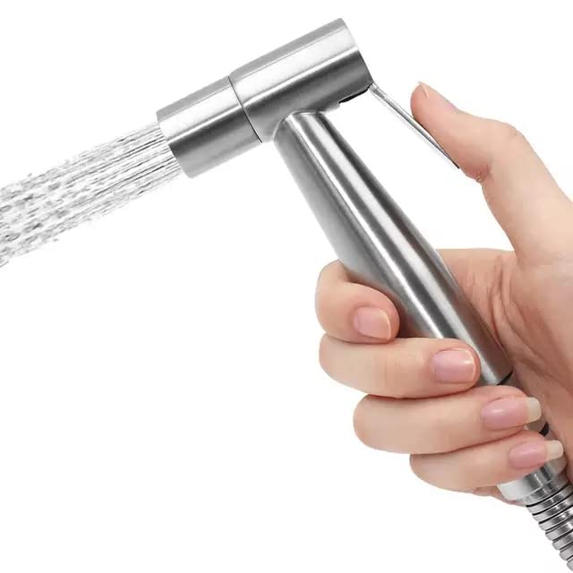Marcoware Stainless Steel Health Faucet for Bathroom/Jet Spray Pipe for Toilet Shower Faucet, Silver, Brushed Finish (Gun Only)
