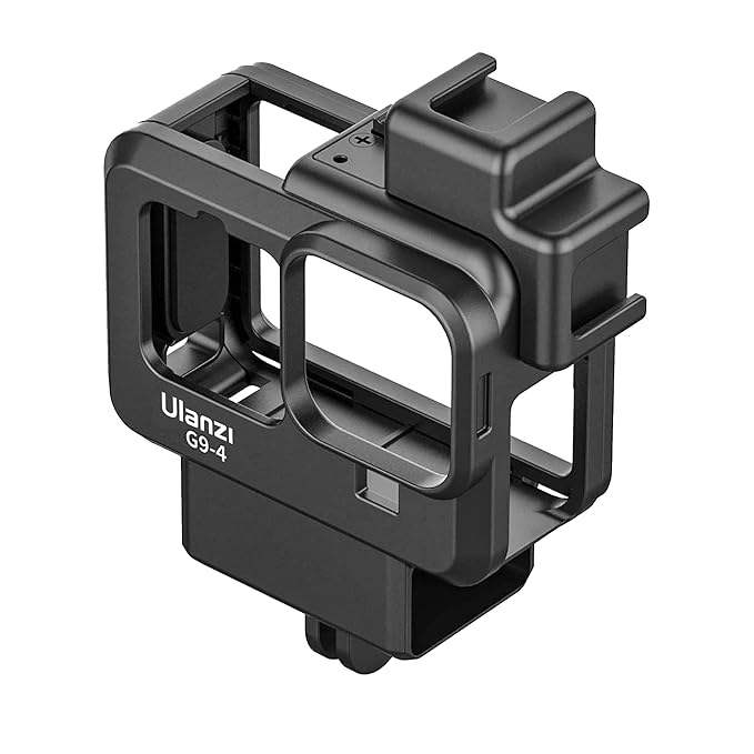 HIFFIN Ulanzi G9-4 Go Pro 9, 10, 11 Plastic Camera Cage with 2 Cold Shoe Mount for Mic and Led Light, Protective Frame with 52mm Filter Adapter, Lens Cap, Compatible with Tripod Selfie Stick