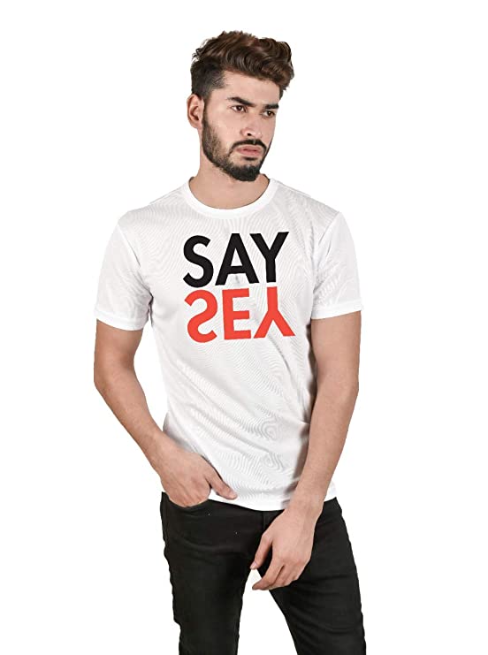 KIPA Stylish Say YeS Round Neck T-Shirt - White