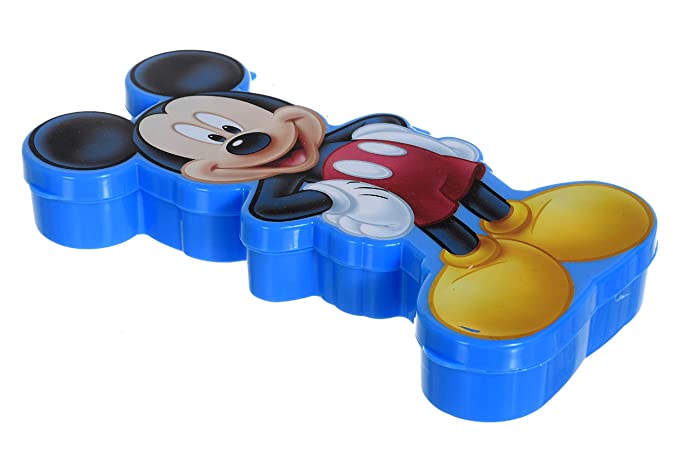 Kuber Industries Micky Mouse Printed Plastic Pencil Box for Kids with Free Stationery Items (Blue)