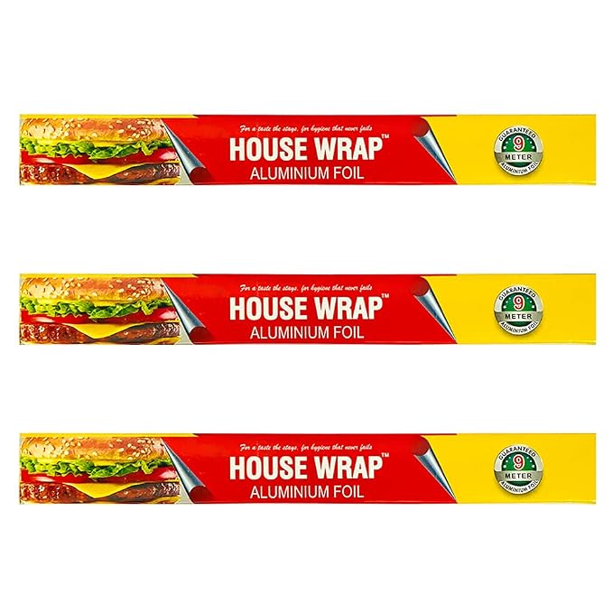 House Wrap Aluminium Foil Total 27 Meter for Food Packing, Cooking, Baking | Foil Paper for Food Wrap 11 Microns Thickness