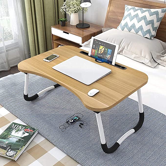 Generic LTT-0013 Multipurpose Laptop Table with Dock Stand & Non-Slip Legs Foldable and Portable Lapdesk for Study & Bed (Random Colour)