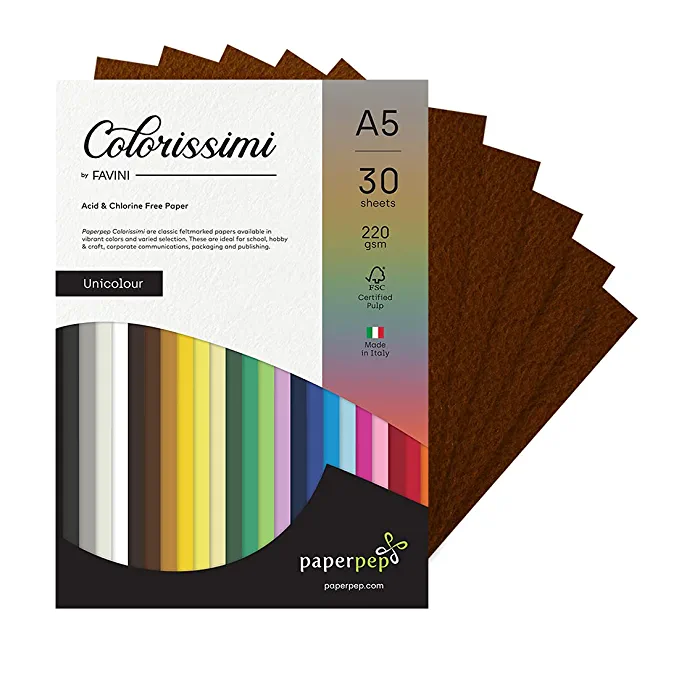PaperPep Colorissimi Card Stock 220GSM A5 Cioccolato (Chocolate Brown) Unicolor Pack of 60 Sheets For Cardmaking, Mixedmedia, Papercrafts, Cutart, Diecutting, Stamping, Scrapbooking, Pastel Colouring and Arts & Crafts