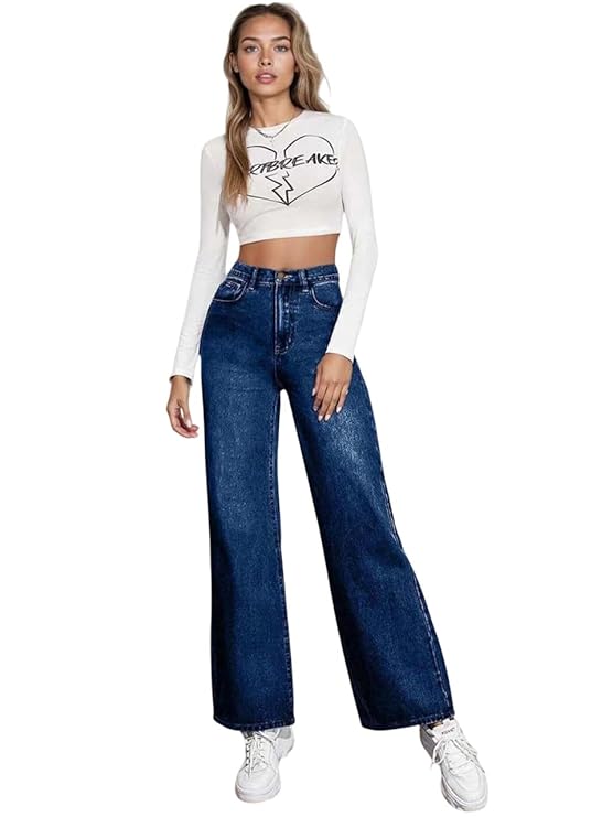 KOTTY Women's High-Waist Straight-Fit Denim Jeans  -  Style and Fashionable Casual Wear