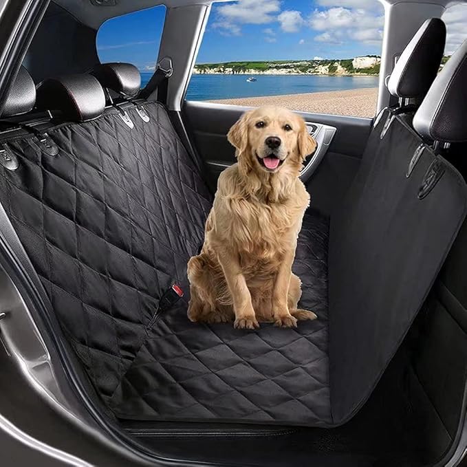 Polyvinyl Chloride Dog Car Seat Covers, Waterproof Scratch Proof Nonslip Pet Back Cover, Travel Hammock With Anchors For Cars Trucks Suv, Boot Liner, Black