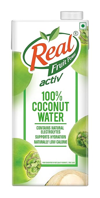 Real Activ Coconut Water Tetrapack - 1L | Hydrating Coconut Water with Health Benefits | No Added Flavour and Sugars | Tasty and Nutritious