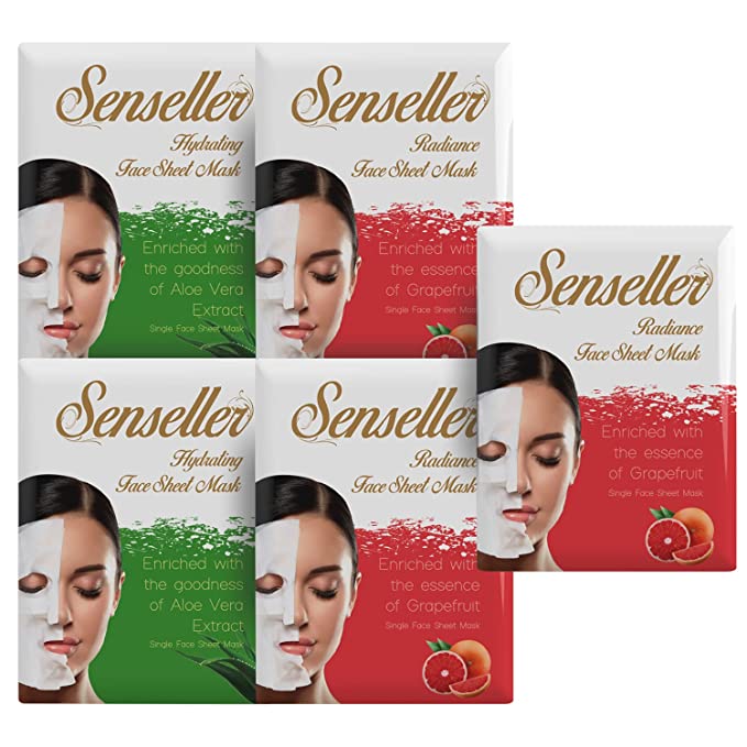 Senseller Hydration-2, and Radiance-3, Face Sheet Mask - (Pack of 5)