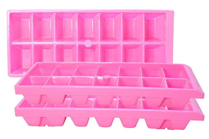 Plastic Prime Aanchal Fridge Ice Tray Set, 2 Pc Tray with 14 Cube, Multicolor